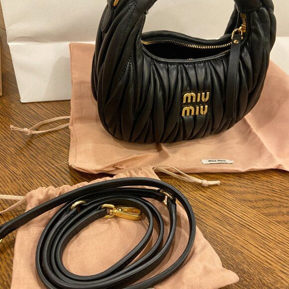 Miu Miu Wander matelassé nappa leather hobo mini-bag - Picture 6 of 10
